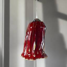 Fire Red & Orange Chandelier in Handcrafted Ceramic To Hang From The Ceiling, Colourful, For A Touch Of Joy Art L110 - thumbnail 2