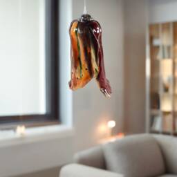 Fire Red & Orange Chandelier in Handcrafted Ceramic To Hang From The Ceiling, Colourful, For A Touch Of Joy Art L110 - thumbnail 4
