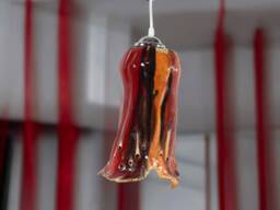 Fire Red & Orange Chandelier in Handcrafted Ceramic To Hang From The Ceiling, Colourful, For A Touch Of Joy Art L110