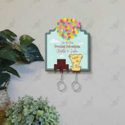 You Are My Greatest Adventure Up Movie Couple Keychain Holder, Carl & Ellie Key, Personalized Hanger For Wall Hanging - thumbnail 4