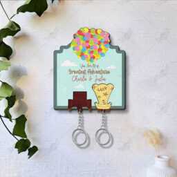 You Are My Greatest Adventure Up Movie Couple Keychain Holder, Carl & Ellie Key, Personalized Hanger For Wall Hanging - thumbnail 3