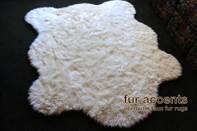 Faux Fur Bear Skin Rug - Plush Accent Rug, Off White - image 1