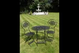 Lerici Garden Folding Bistro Table & Chairs Set Outdoor Patio Furniture Antique Steel - thumbnail 1