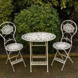 Lerici Garden Folding Bistro Table & Chairs Set Outdoor Patio Furniture Antique Steel - thumbnail 3