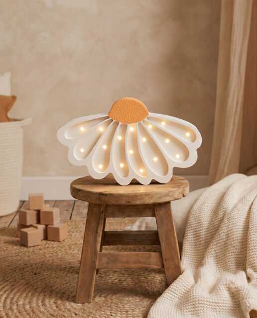 Personalized Wooden Flower Lamp - Daisy Night Light White & Yellow Nursery Decor Wildflower Baby Room Art Custom Gift Floral - image 1
