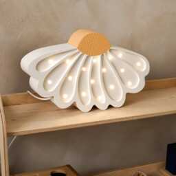Personalized Wooden Flower Lamp - Daisy Night Light White & Yellow Nursery Decor Wildflower Baby Room Art Custom Gift Floral - thumbnail 4