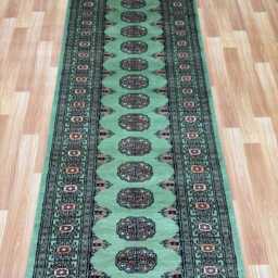 2.6x8 Turquoise Color Bokhara Rug - Runner Hallway Stairs Bukhara Living Room Woolen Afghan - thumbnail 3