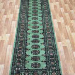 2.6x8 Turquoise Color Bokhara Rug - Runner Hallway Stairs Bukhara Living Room Woolen Afghan - thumbnail 2