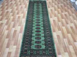 2.6x8 Turquoise Color Bokhara Rug - Runner Hallway Stairs Bukhara Living Room Woolen Afghan - thumbnail 1