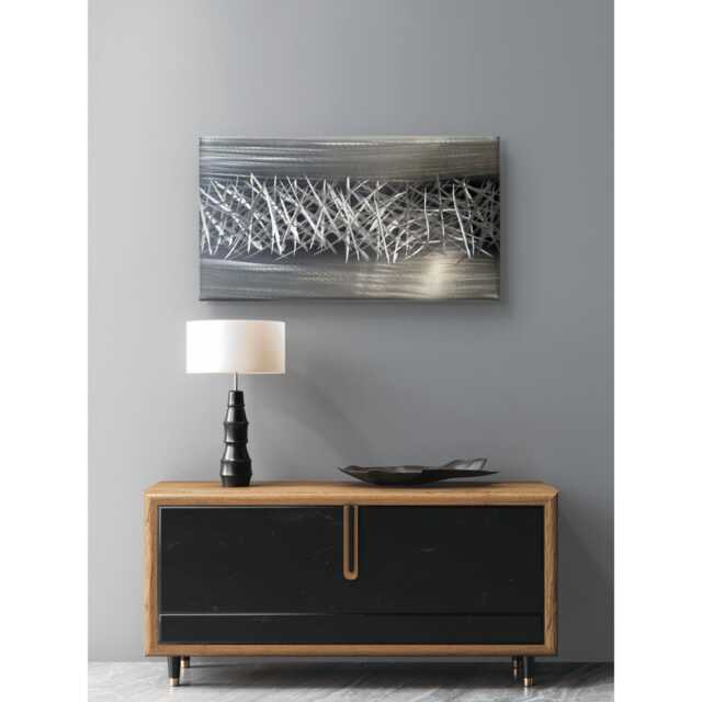 Abstract Metal Wall Art, Silver Black, R Toomer Static. Indoor Outdoor - image 1
