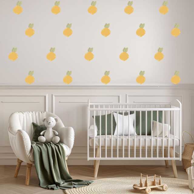 Lemon Wall Stickers Nursery Decor Citrus Decals Yellow Fruit Art Kids Bedroom - image 1