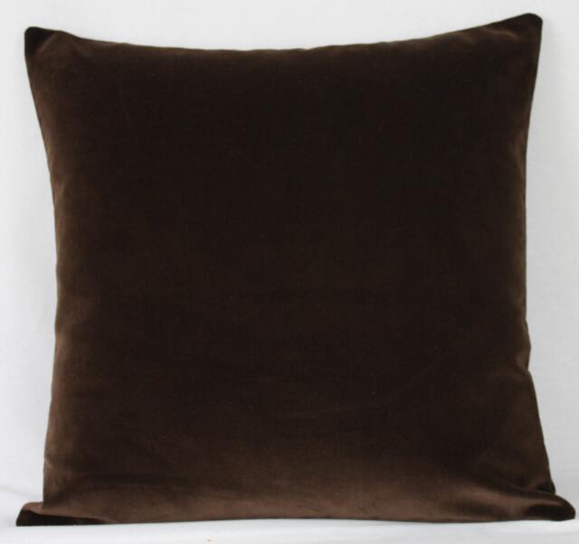 Chocolate Brown British Cotton Velvet Cushion Pillow Cover Square Rectangle Lumbar - Superior Quality - image 1
