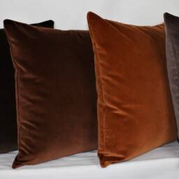 Chocolate Brown British Cotton Velvet Cushion Pillow Cover Square Rectangle Lumbar - Superior Quality - thumbnail 2