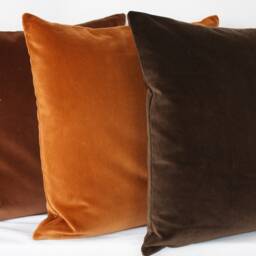 Chocolate Brown British Cotton Velvet Cushion Pillow Cover Square Rectangle Lumbar - Superior Quality - thumbnail 3