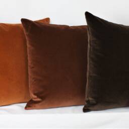 Chocolate Brown British Cotton Velvet Cushion Pillow Cover Square Rectangle Lumbar - Superior Quality - thumbnail 4