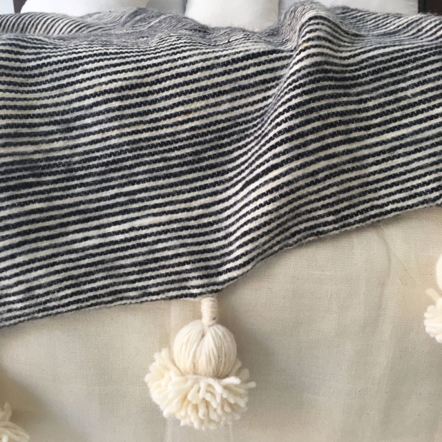 Gorgeous Wool Pom Blankets Made By Berber Weavers , Handloomed, Pompom Blanket, Moroccan Throw , Bed Spread, Bed Cover - image 1