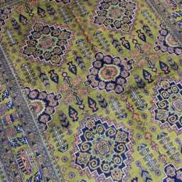 5??7Ft Handmade Afghan Rug, Geometric Modern Green Wool Carpet - thumbnail 3