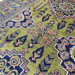 5??7Ft Handmade Afghan Rug, Geometric Modern Green Wool Carpet - thumbnail 4
