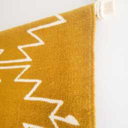 Handwoven Wall Hanging, Boho Mustard Yellow Art, Tapestry, Woven Dowel Hanging - thumbnail 3