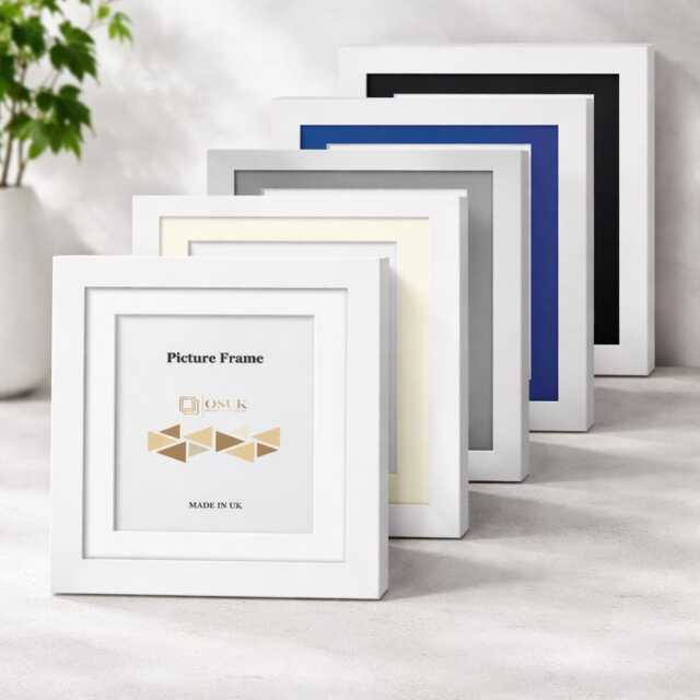 White Square Photo Frame With Mounts - Mdf Wood Effect Picture Poster Frames - Various Sizes Wall Hanging Home Decor Wedding Gifts - image 1
