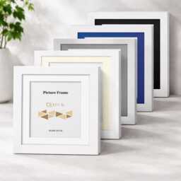 White Square Photo Frame With Mounts - Mdf Wood Effect Picture Poster Frames - Various Sizes Wall Hanging Home Decor Wedding Gifts