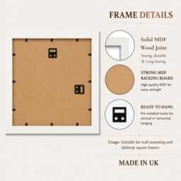 White Square Photo Frame With Mounts - Mdf Wood Effect Picture Poster Frames - Various Sizes Wall Hanging Home Decor Wedding Gifts - thumbnail 2