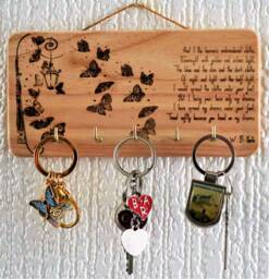 Key Holder For Wall, Laser Engraved Wooden Key Holder, Handmade, Decor, Pyrography, Housewarming Gift, Wood Burning, Ideal Hanger