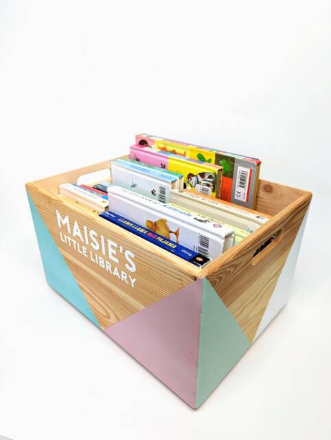 Personalised Stackable Wooden Book Crate, Kids Story Library - image 1