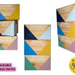 Personalised Stackable Wooden Book Crate, Kids Story Library - thumbnail 2