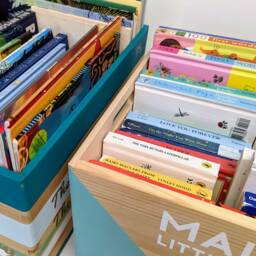 Personalised Stackable Wooden Book Crate, Kids Story Library - thumbnail 3