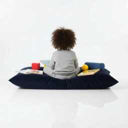 Bean Bag Plush Velvet Floor Cushion Navy Blue Square Pillow - thumbnail 3