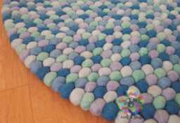 Mint Tone Felt Ball Rug Handmade Wool Nursery Rug - thumbnail 1