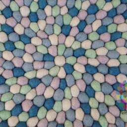 Mint Tone Felt Ball Rug Handmade Wool Nursery Rug - thumbnail 3