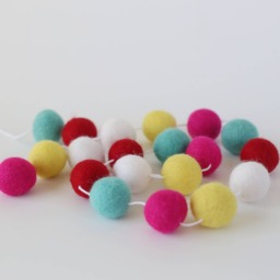 Felt Ball Garland - Wool Circus Party Rainbow Nursery Decor Pom Pom Baby Vintage Circus - thumbnail 2