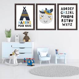 3 Boys Nursery Prints, Personalised Baby Man Cave Nursery, Alphabet Moon Print, Wall Art, Bedroom - thumbnail 3