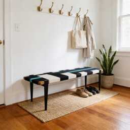 Hand-Woven Entryway Bench Mcm Style End Of Bed & Mudroom Seating - Custom-Made, Multiple Sizes - thumbnail 3
