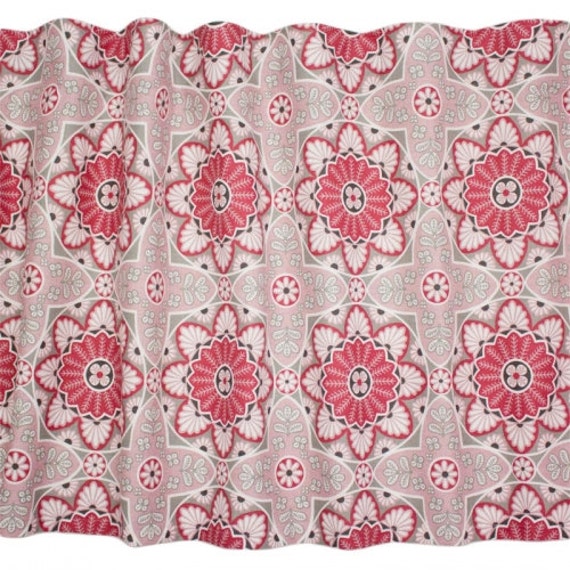 Curtain Panel White Grey Pink Red Flower Modern Floral Decor Cafe Curtain Kitchen Valance , Pillows Runner Napkins Available, Great Gift - image 1