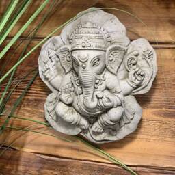 stone Garden Ganesh Ganesha Buddha Wall Plaque Leaf Ornament - thumbnail 2