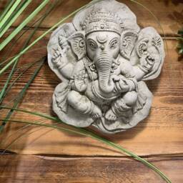 stone Garden Ganesh Ganesha Buddha Wall Plaque Leaf Ornament - thumbnail 3