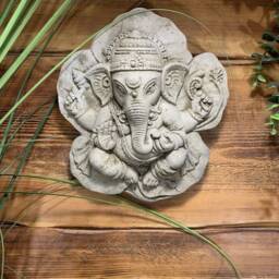 stone Garden Ganesh Ganesha Buddha Wall Plaque Leaf Ornament - thumbnail 4