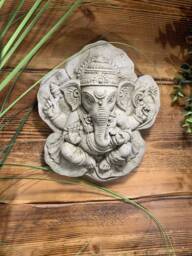 stone Garden Ganesh Ganesha Buddha Wall Plaque Leaf Ornament - thumbnail 1