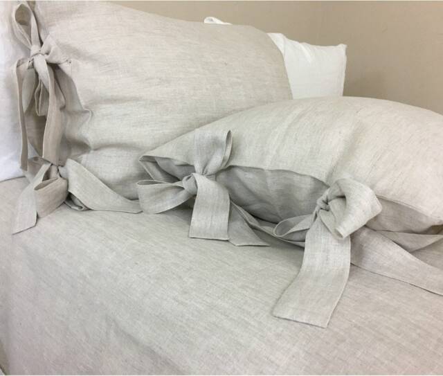 Linen Duvet Cover With Bow Ties, Undyed Linen, Various Bed Sizes Or Custom Size - image 1