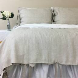 Linen Duvet Cover With Bow Ties, Undyed Linen, Various Bed Sizes Or Custom Size - thumbnail 2