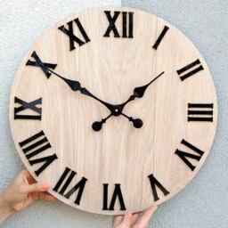 Large Oak Bianco Wall Clock With Black Numbers. Silent Wooden Numero, Modern Clock Wood 19 - thumbnail 4