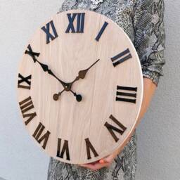 Large Oak Bianco Wall Clock With Black Numbers. Silent Wooden Numero, Modern Clock Wood 19 - thumbnail 3
