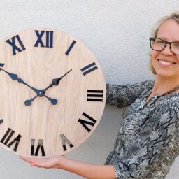 Large Oak Bianco Wall Clock With Black Numbers. Silent Wooden Numero, Modern Clock Wood 19 - thumbnail 2