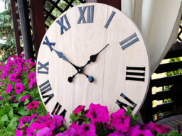 Large Oak Bianco Wall Clock With Black Numbers. Silent Wooden Numero, Modern Clock Wood 19