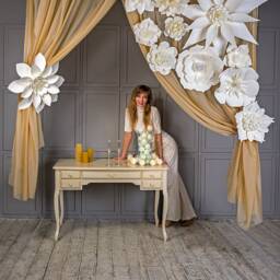 Giant Paper Flower Set Fantasy Wall Decor, Wedding Backdrop - 12-30 - thumbnail 2