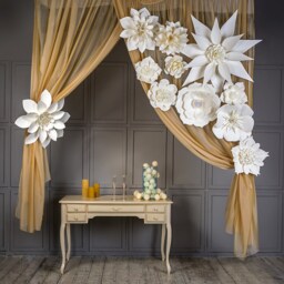 Giant Paper Flower Set Fantasy Wall Decor, Wedding Backdrop - 12-30 - thumbnail 3