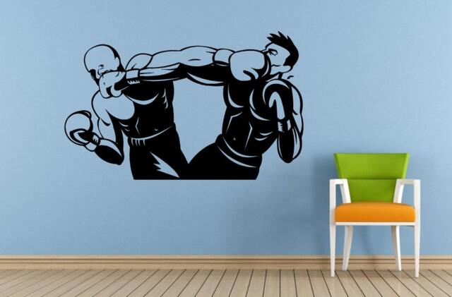 Two Man Guys Sparing Boxing Boxer Gloves Martial Arts Sport Window Wall Or Car Vinyl Peal & Stick Removable Sticker Decal L1417 - image 1